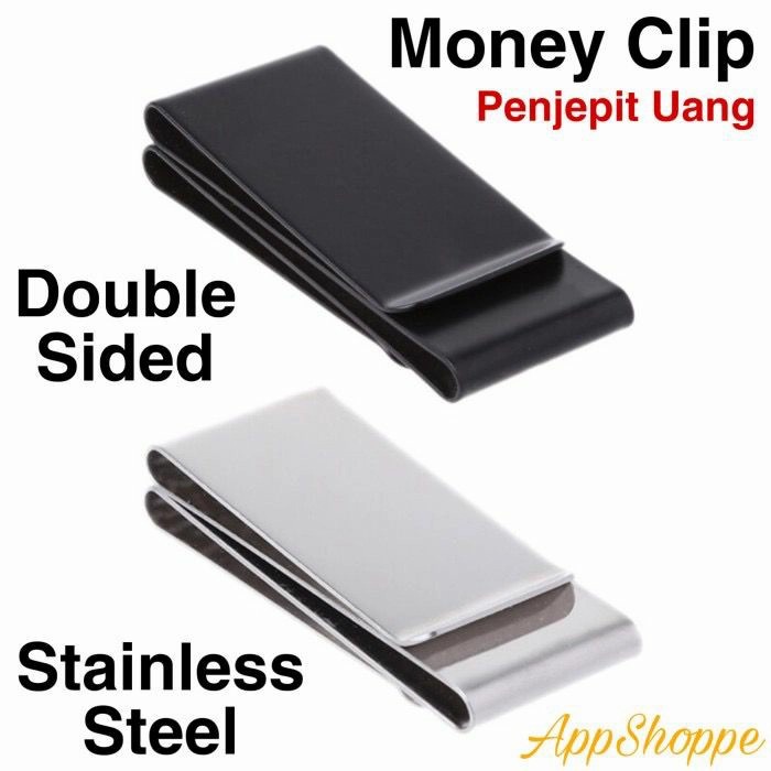 

`````````] Money Clip Stainless Steel DOUBLE SIDED Penjepit Uang Klip Dompet MC-W