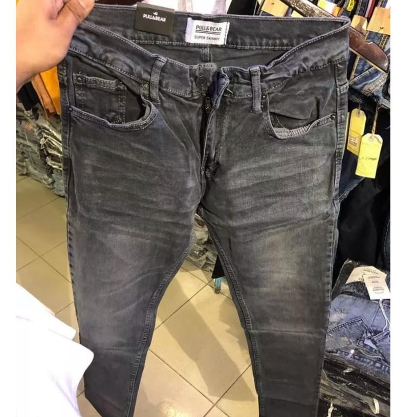 STOK TERBATAS CELANA JEANS PULL&BEAR PRIA GREY WASH WHISKER PRIA PULL AND BEAR PNB PULLANDBEAR PULL 