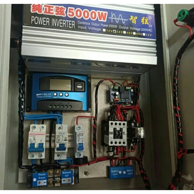Box panel PLTS hybrid off grid 5000 watt ATS LVD
