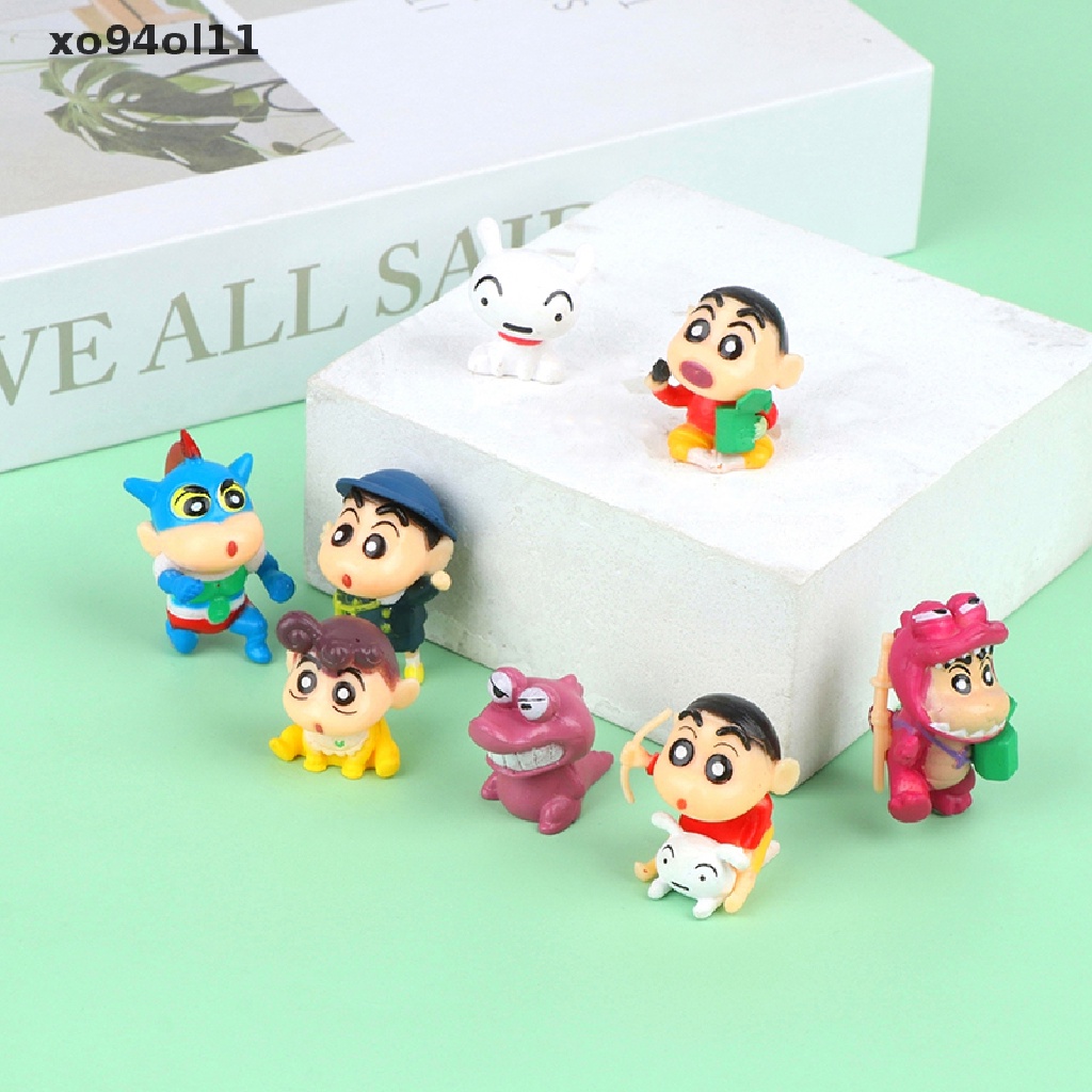 Xo 8Pcs Crayon Shin-Chan Boneka Tokoh Anime Model Desktop Lucu Hiasan Mobil Dekorasi Rumah Mainan Anak Rumah Boneka Boneka Mikro Landscape Ornamen Dekorasi Kue Insert OL