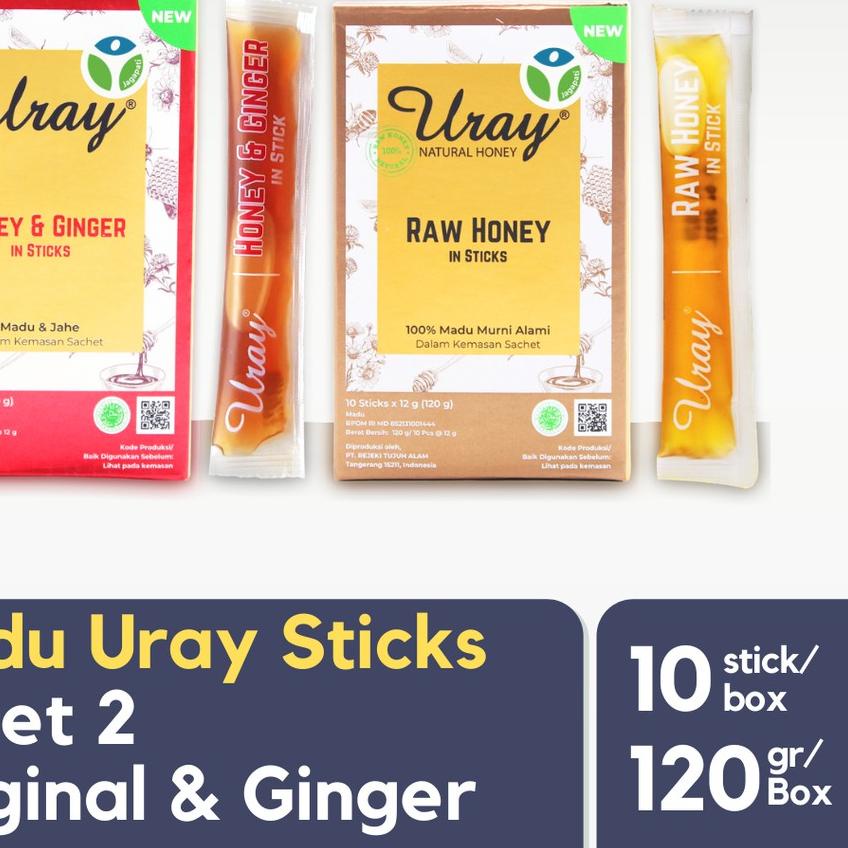 

۞ Paket 2 Uray Stick Sachet 20 pcs - Original & Ginger - Raw Honey - Jagapati ◘