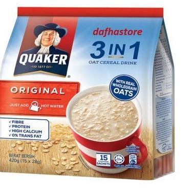 

☃ Quaker 3 in 1 oat cereal drink original isi 15 sachet x 28gram ✲