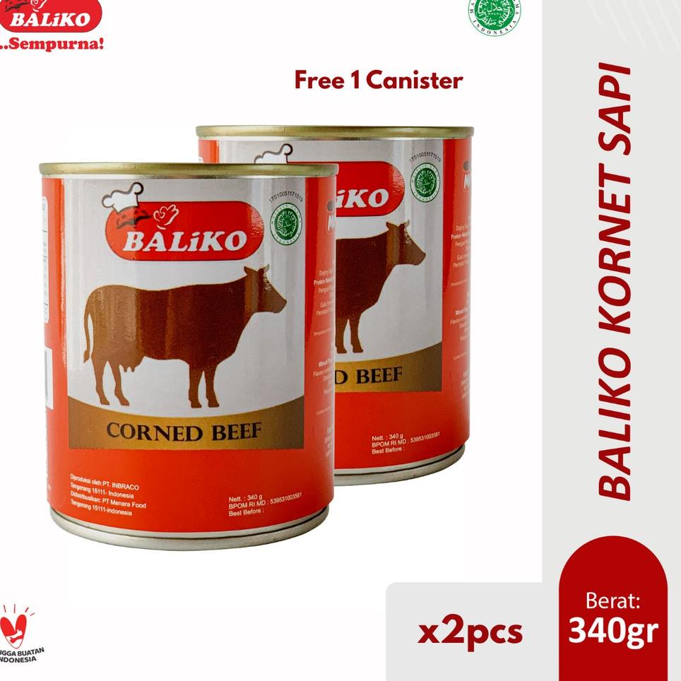 

☛ Baliko Kornet Daging Sapi Premium 340gr - Isi 2pcs ➯