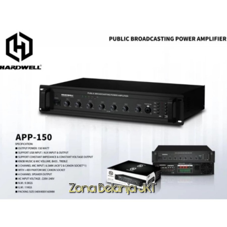POWER AMPLIFIER PA SYSTEM PUBLIC HARDWELL APP 150 COCOK UNTUK SPEAKER JENIS TOA