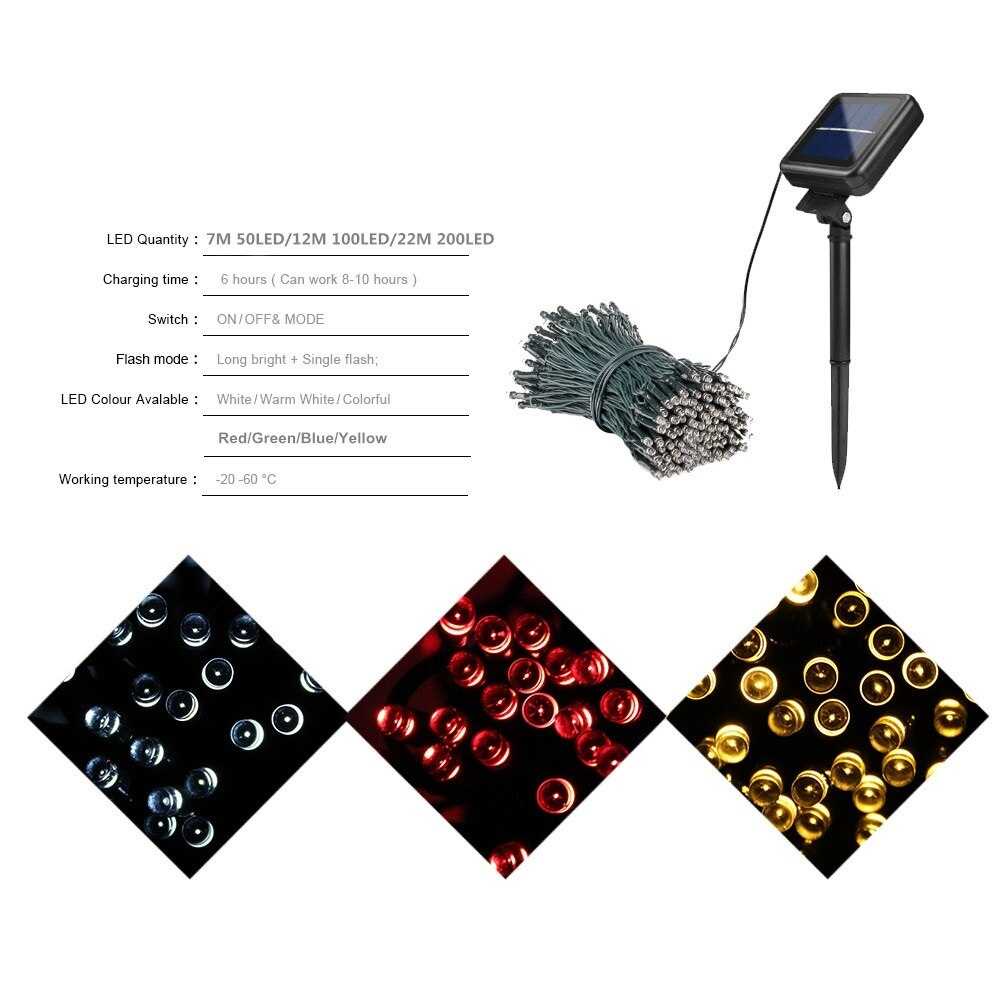 (BISA COD) FTIHSHP Leclstar Lampu Hias String Lights Dekorasi Taman Solar 12 Meter 100LED - S-04