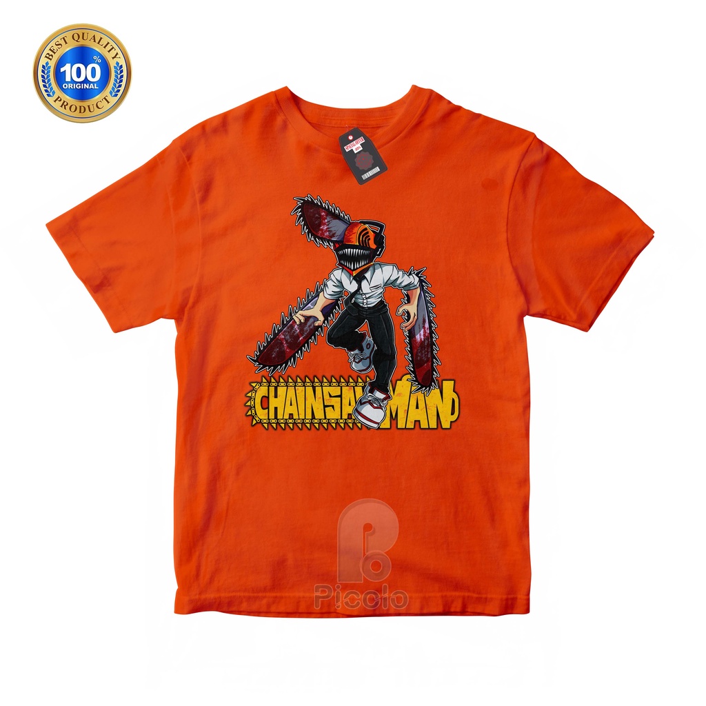 (FREE NAMA) BAJU KAOS ATASAN ANAK MOTIF ANIME CHAINSAW MAN KARAKTER DENJI UNISEX Bahan COTTUN