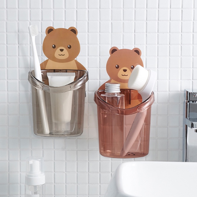 Holder Bear Tempat Sikat Gigi Tempel Dinding Kamar Mandi Odol Brush On Sabun Rak Anak Lucu Karakter