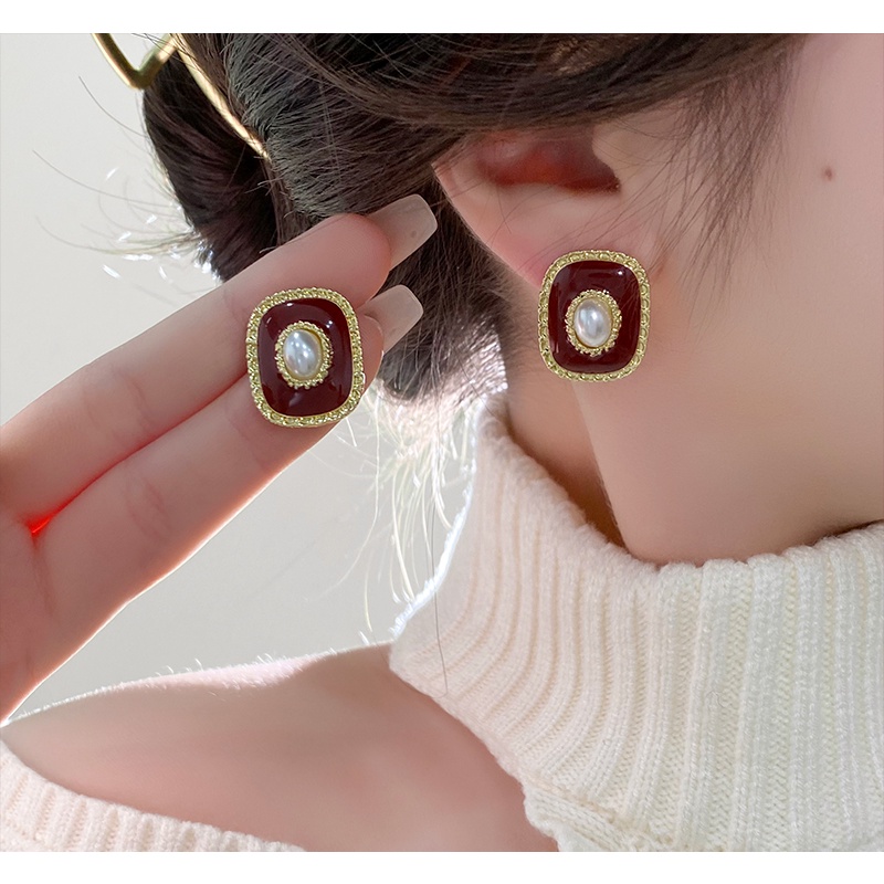 Anting Bulat Mutiara Retro Korea Bentuk Hati Anting Stud Halus2023Aksesoris Fashion Wanita Baru