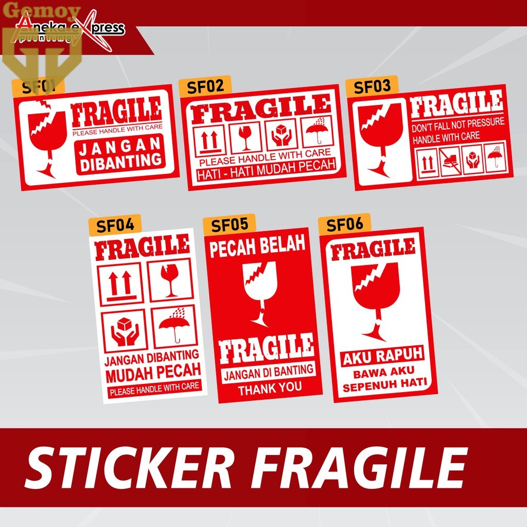 Sticker Fragile Murah | Stiker Pecah Belah Kemasan Olshop | Label Pengiriman Awas Pecah