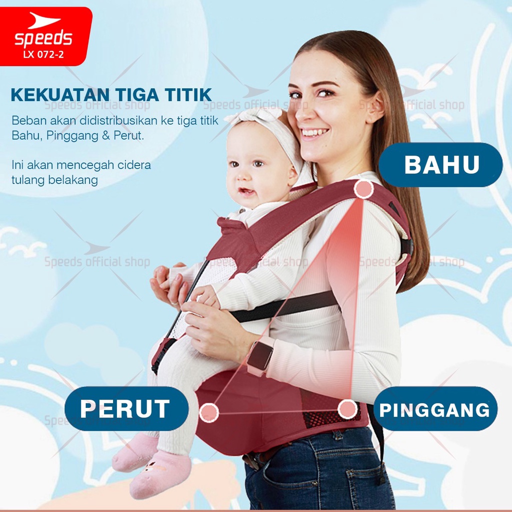 SPEEDS Gendongan Bayi Hipseat Baby Carrier Mom Baby Bedongan Bayi Kangguru Bahan Breathable LX 072-2