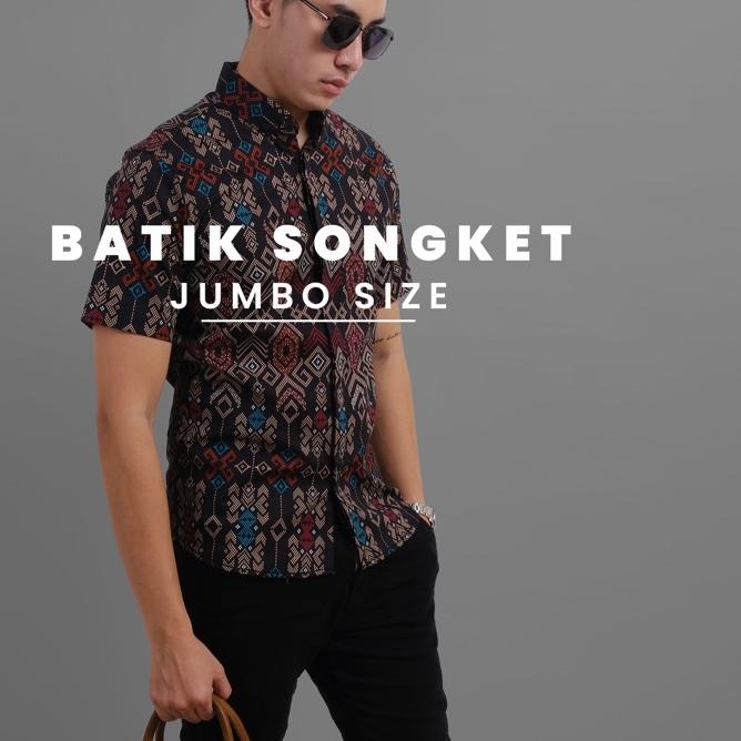 ✮ DGM Fashion Kemeja Batik Pria Lengan Pendek Jumbo batik jumbo batik pria jumbo batik big size ۩