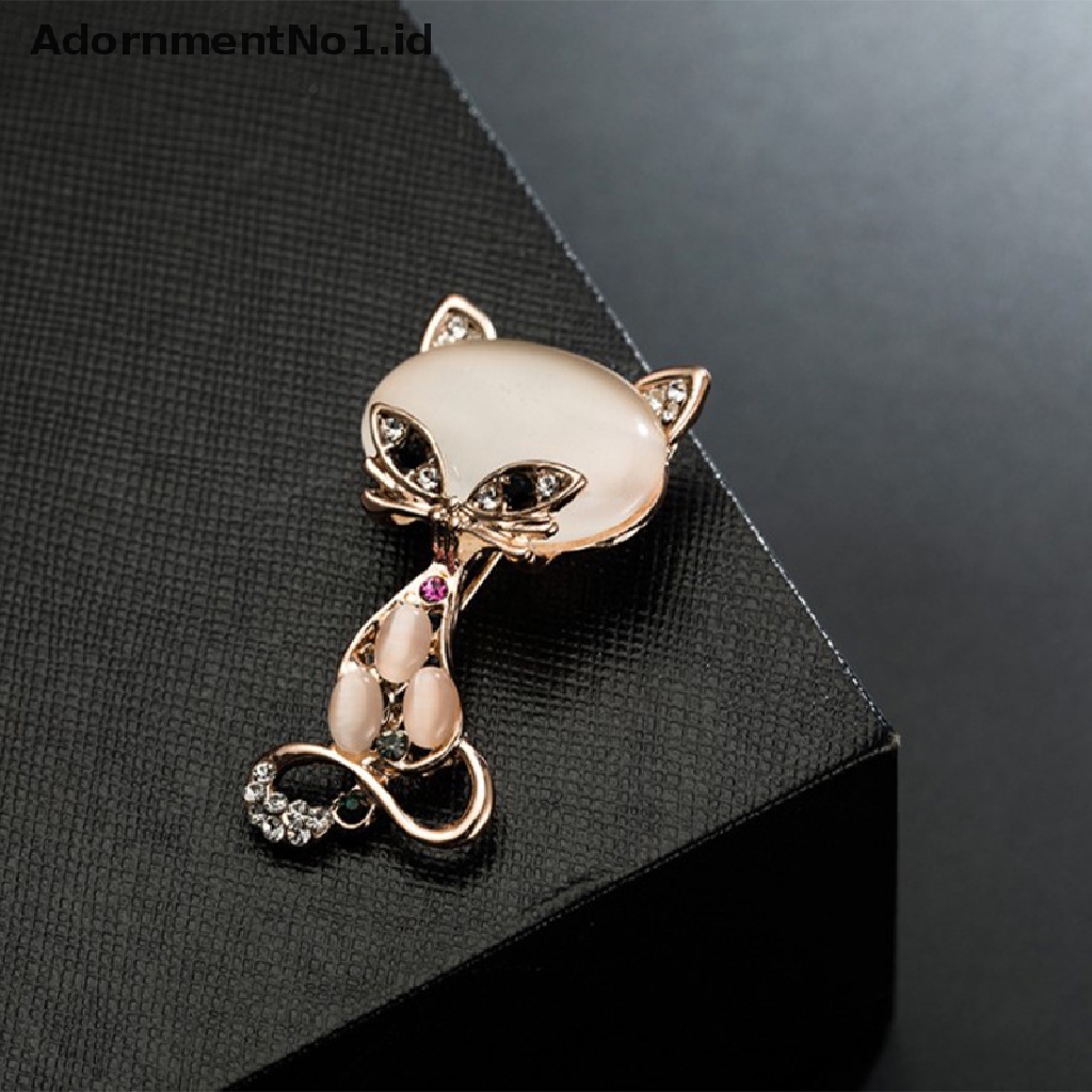 [AdornmentNo1] Vintage Kristal Desain Kucing Bros Fashion Hewan Lucu Berlian Imitasi Opal Bros Wanita Perhiasan Pakaian Pin Aksesoris Hadiah Pesta [ID]