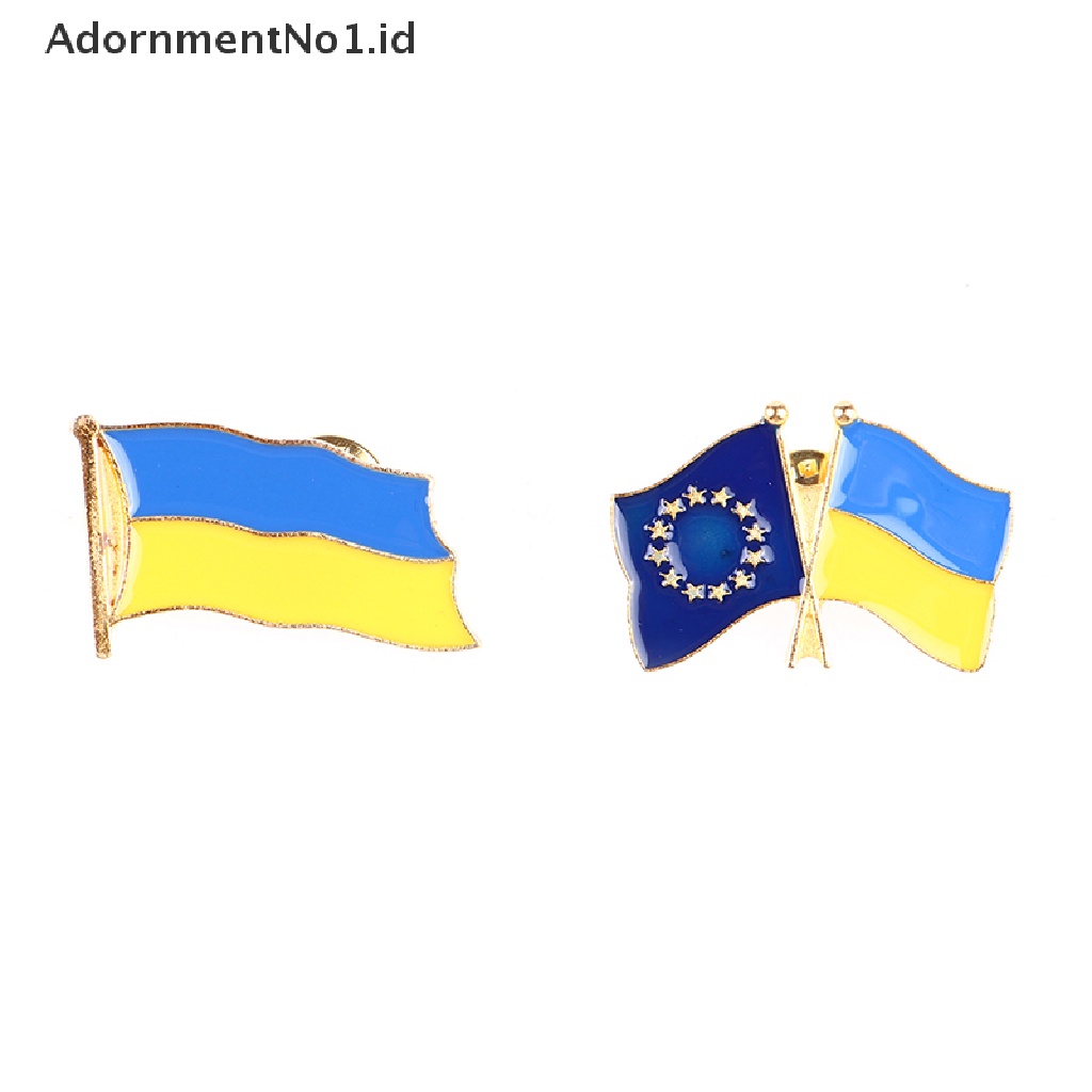 [AdornmentNo1] 1pc Bendera Ukraina Bros Aksesoris Pakaian Pin Logam Lencana Souvenir Badge [ID]