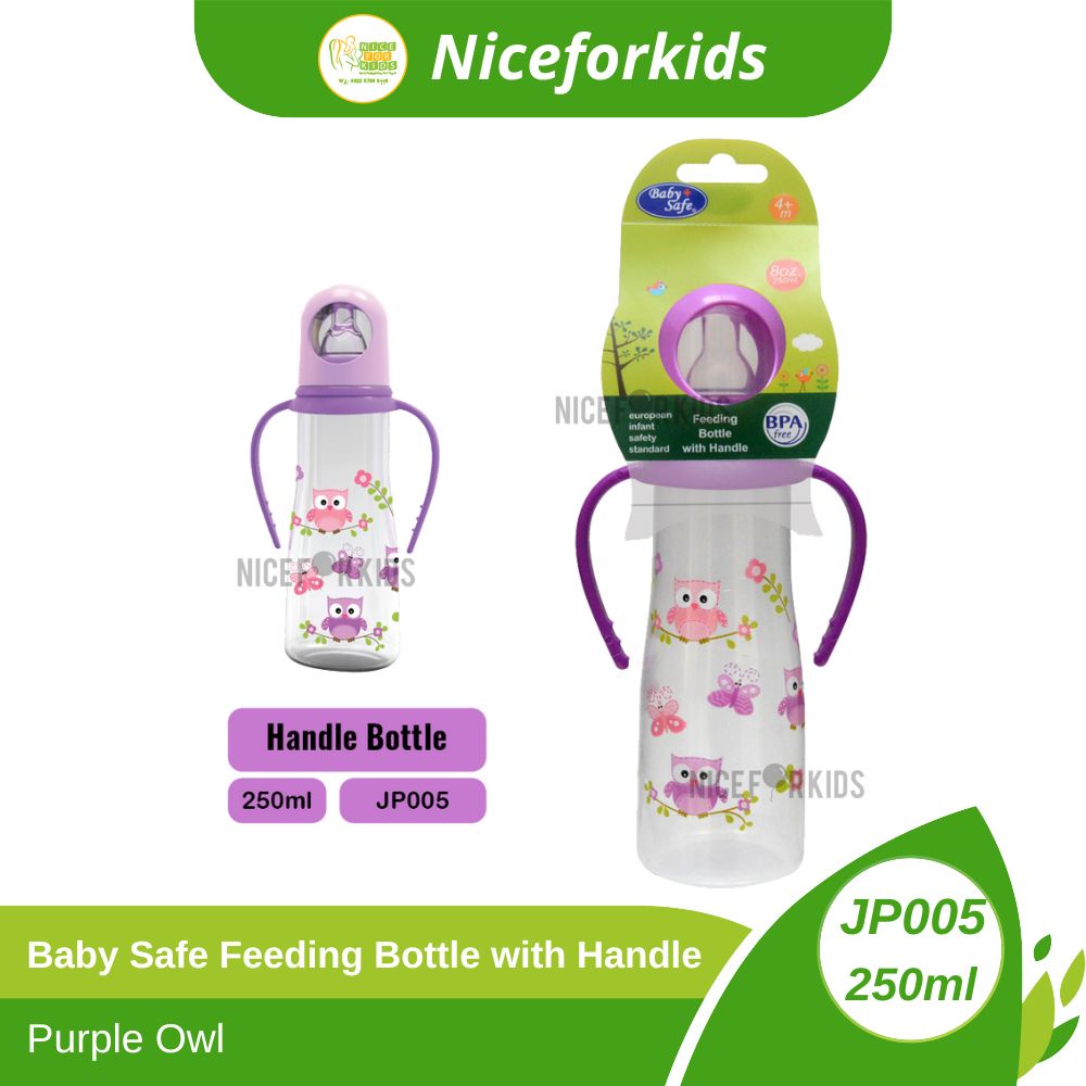 BabySafe Baby Feeding Bottle with Handle 250ml ( JP005 ) Botol Susu bayi dengan pegangan tangan