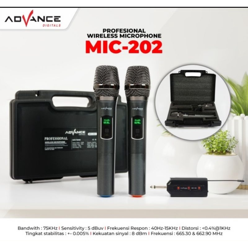 ADVANCE PROFESIONAL WIRELESS MICROPHONE MIC 202 W1061 MIC 201 MIC 301