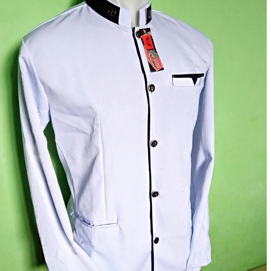 ✥ PAKAIAN MUSLIM PRIA JASKO HITAM LIS BIRU KODE HL66 / PROMO JASKO TERMURAH / JAS PRIA / KOKO PRIA /