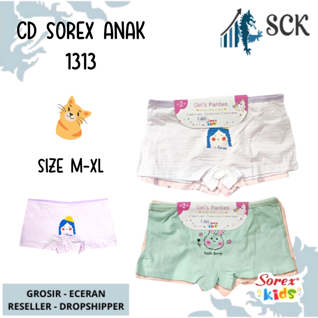 [ISI 2] CD Anak Perempuan SOREX KIDS 1313 model BOXER Polos Warna / Celana Dalam SOREX Kids - sckmenwear GROSIR