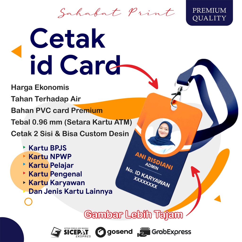 

CETAK ID CARD KTA MEMBER KARTU PELAJAR PHOTOCARD TEBAL ANTI AIR TIDAK LUNTUR