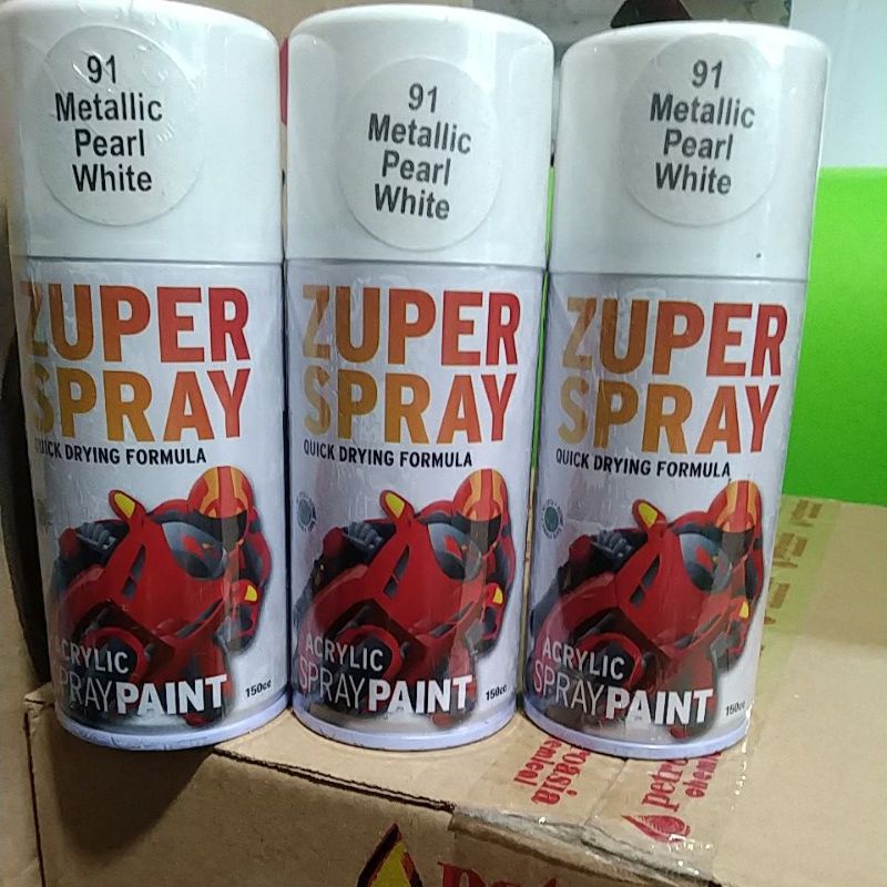 cat semprot pilok pilox zuper spray metallic pearl white 91 150cc putih metallic putih gliter