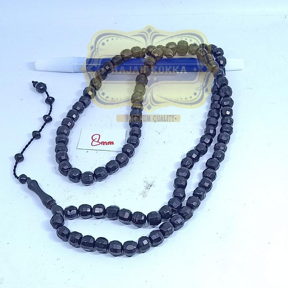 ✾ (TERMURAH) Tasbih kokka kaukah 99 bulat cutting diamond 8mm Hitam ♠