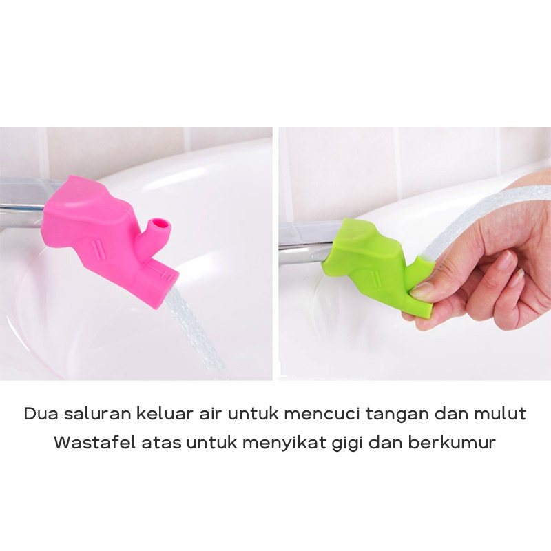 Sambungan Kran Air Bahan Silikon 2 in1 Faucet Extender Elastis Penyambung Kepala Keran Westafel Silicone + Lubang Air Untuk Kumur Sikat Gigi Warna campuran