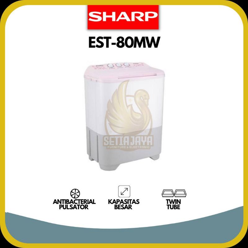 SHARP Mesin Cuci 2 tabung 8 KG - (ES-T 80MW)
