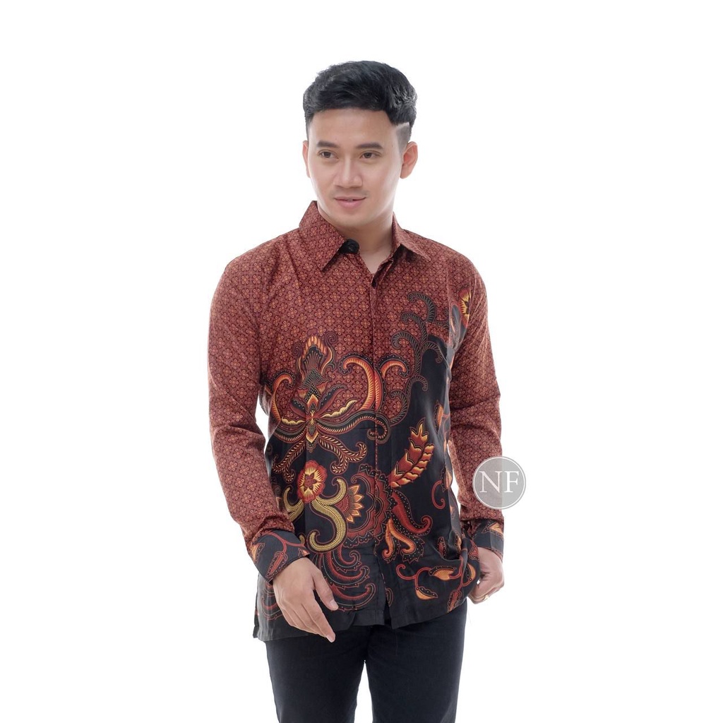 Atasan pria lengan panjang | batik sutra cap tulis sablon | kemeja batik pria terviral | kemeja pria