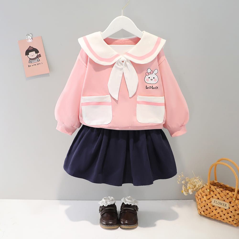 Zahra Setelan Anak Perempuan Bobo Set Bahan Fleece | Pakaian Anak Kekinian Umur 1-5 Tahun