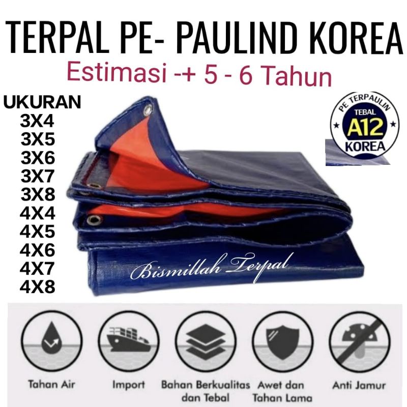 Terpal Waterproof SNI A8 ukuran 4x6 4x5 3x8 3x7 3x6 3x5 A5 meter tebal Waterproof three layer korea