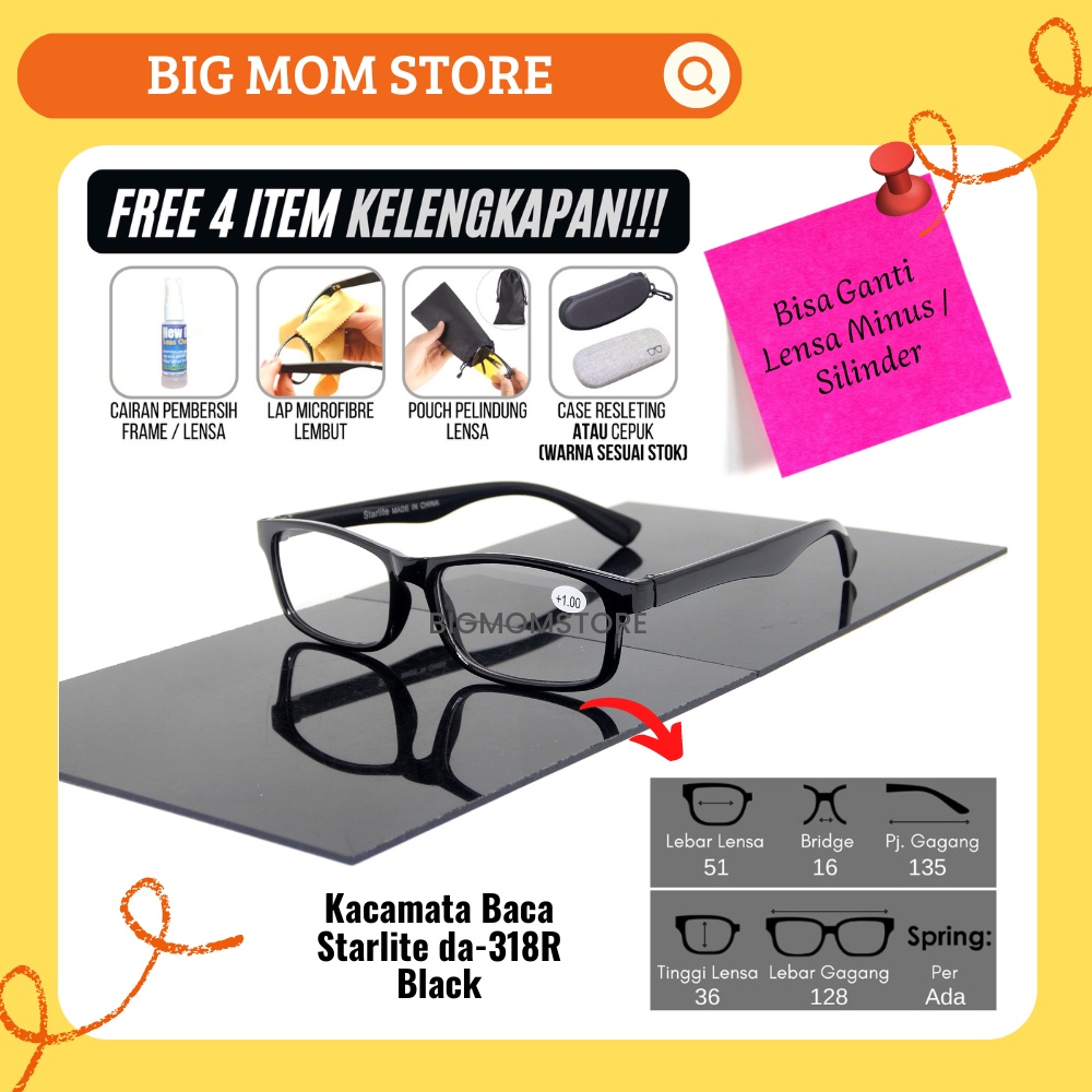 Frame Kacamata Baca Plus 1 Sampai 3 Kacamata Ringan Kotak Kualitas Optik Full Set