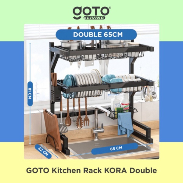 Dijual Goto Kora Rak Piring Bumbu Dapur Kitchen Rack Portable Minimalis - Double 65cm Berkualitas