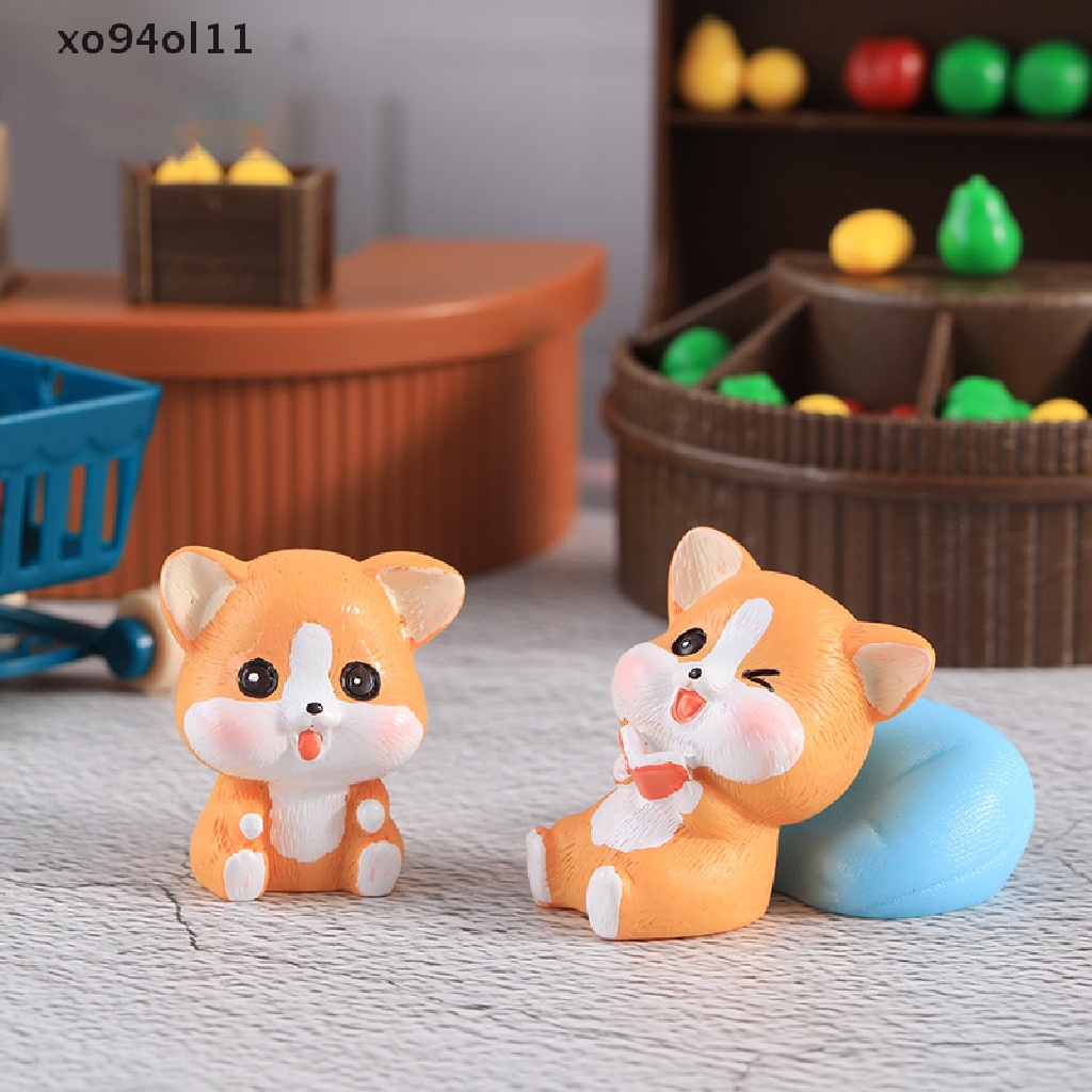 Xo Lucu Miniatur Anjing DIY Hadiah Kerajinan Ornamen Patung Taman Peri Chic Patung Lanskap Mikro Untuk Dekorasi Kue Desktop OL