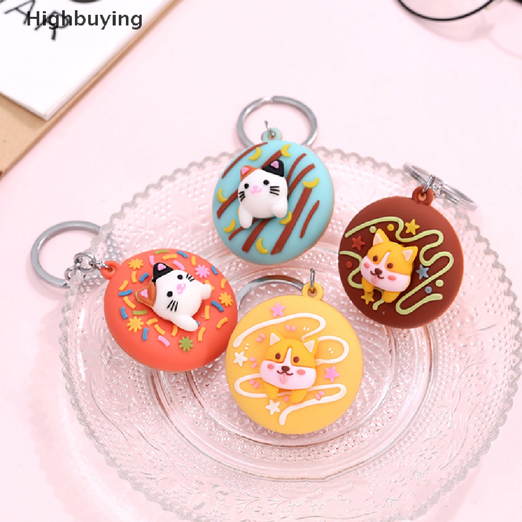 Hbid Colorful Lucu Manis Donat Gantungan Kunci Untuk Kunci Kucing Corgi Lucu Pet Key Chain Kreatif Ransel Mobil Liontin Acceesories Keyring Hadiah Glory