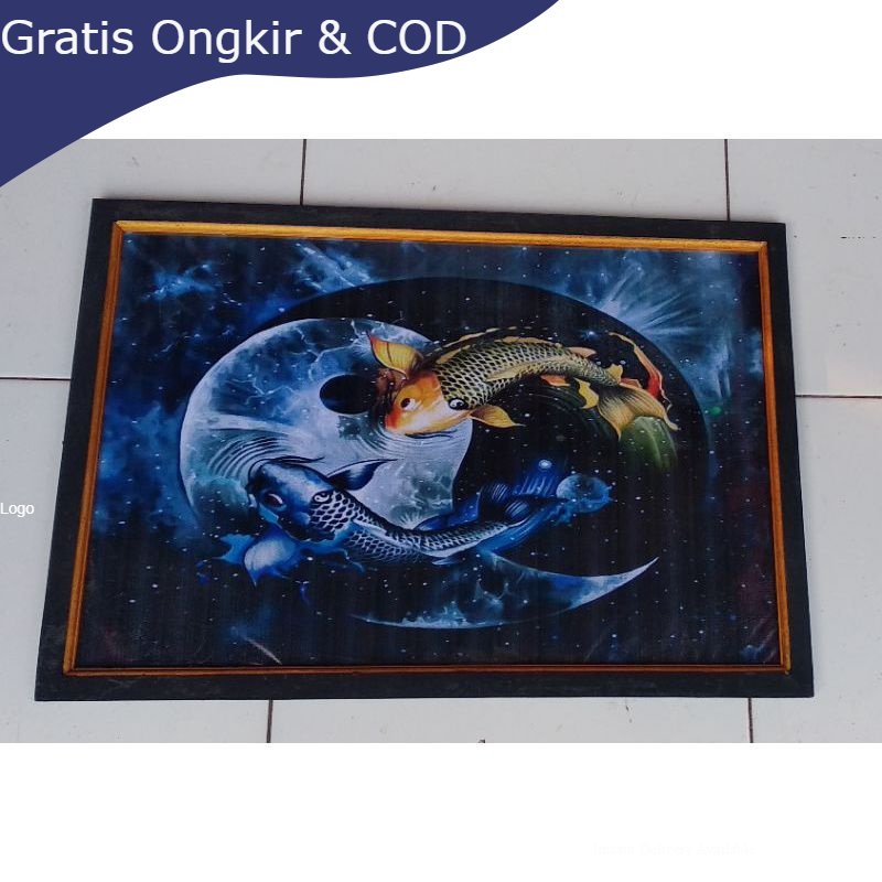 Hiasan dinding lukisan murah lukisan cetak dan bingkai gambar Ikan KOI