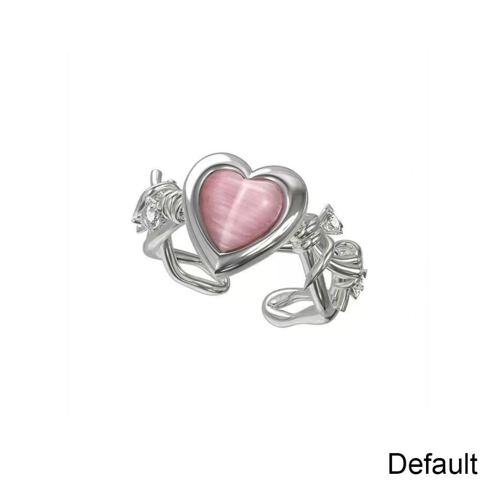 Timekey Duri Cinta Cincin Pembukaan Adjustable Opal Love Ring Sederhana Niche Cincin Perhiasan Aksesori Untuk Wanita E7G4