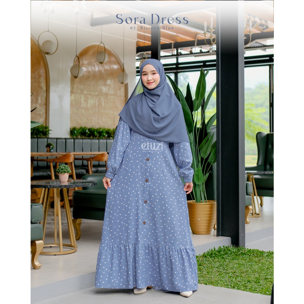 Sora dress by etuzi I Dress motif I dress Muslimah I dress remaja I dress kekinian I gamis syaqila I