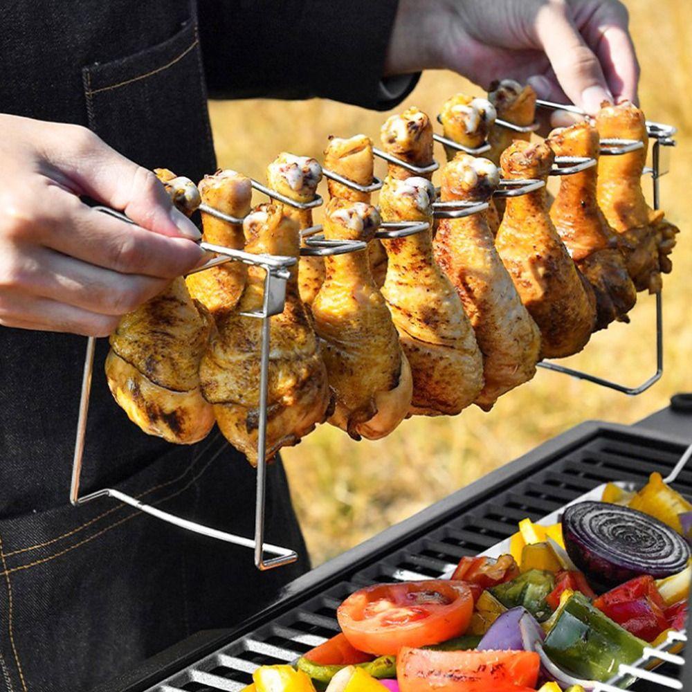 Solighter Kaki Ayam Wing Grill Tray Kualitas Tinggi Stainless Steel BBQ Aksesoris Sayap Ayam Rak Masak