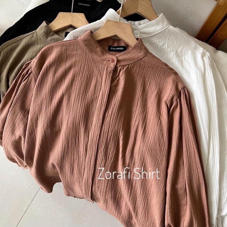 NEW STOCK ZORAFI CROP SHIRT // KEMEJA CRINKLE RAYON