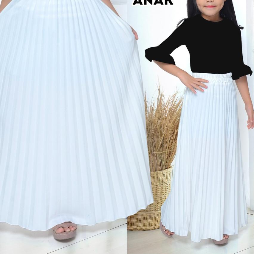 ☪ Rok plisket  putih anak bahan premium ✦