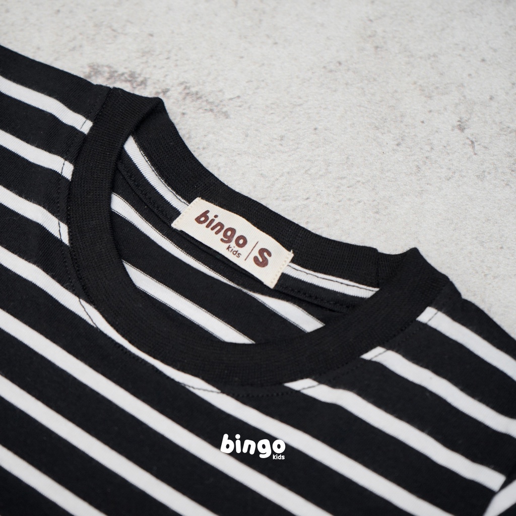 BINGOKIDS | STRIPE T-SHIRT / Kaos Garis Anak Balita / Kaos Salur T Shirt 1-5 Tahun         Anak Laki Unisex Katun Premium Monochrome Monokrom Hitam Abu Navy Donker Kuning