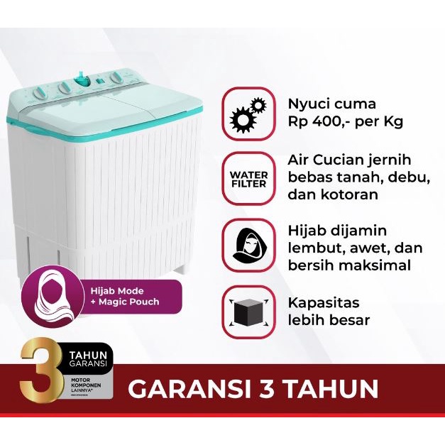 Mesin Cuci Polytron 8kg PWM 8076 G/Y Garansi Resmi Khusus Bandung &amp; Jawa Barat