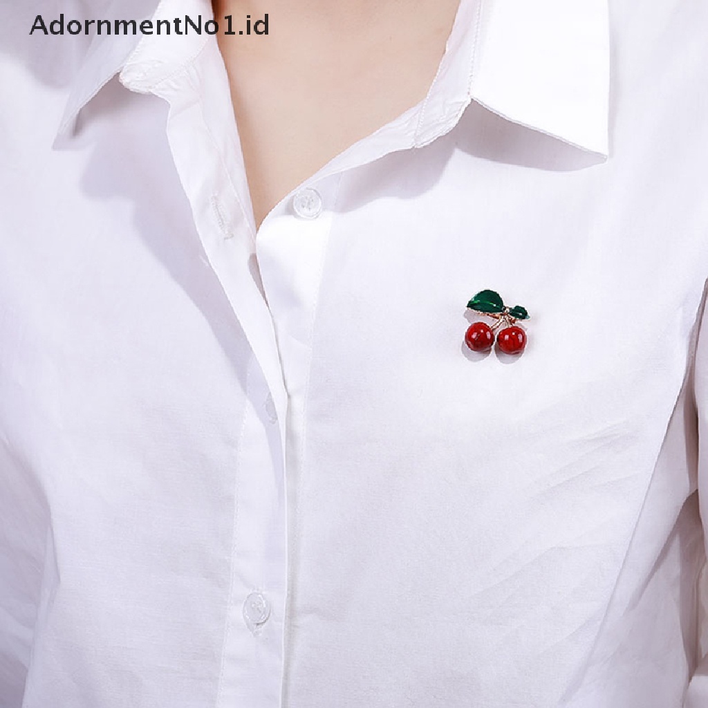 [AdornmentNo1] 1pc Bros Buah Cherry Merah Bros Korsase Dekorasi Aksesoris Pin Perempuan [ID]