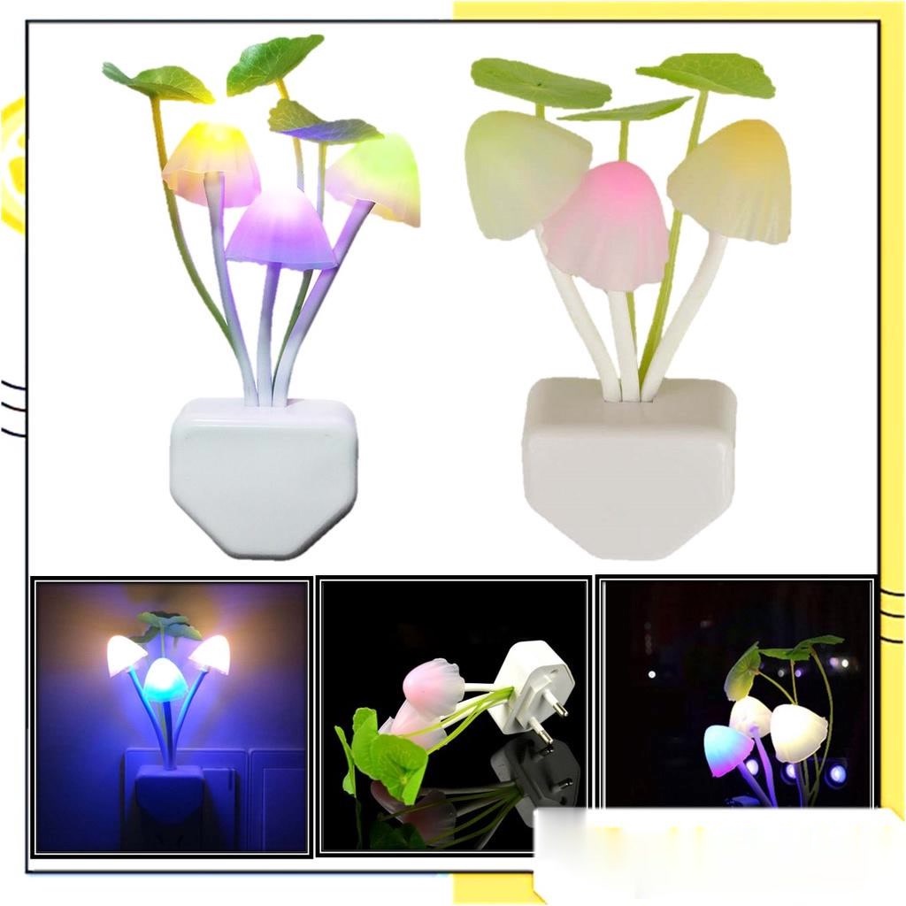 Lampu Tidur Jamur Avatar Sensor Mushroom Lamp LED Night Lampu Hias Kamar Colokan Dinding Warna Unik