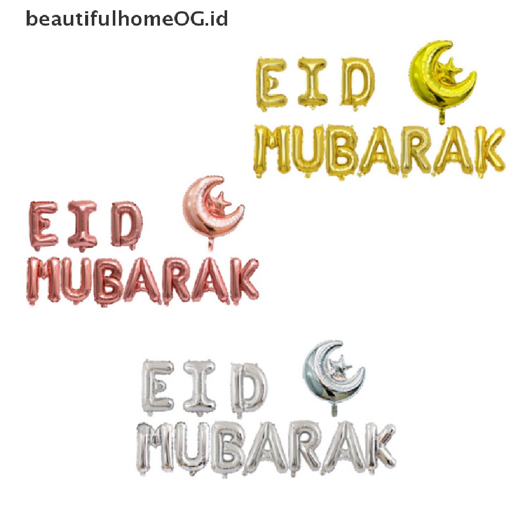 // Beautifulhomeog.id// Eid Mubarak Banner Balon Ramadhan Karim Islamic Muslim Party Decor Hiasan Ramadhan Rumah Islam Hadiah Idul Adha Eid Mubarak **