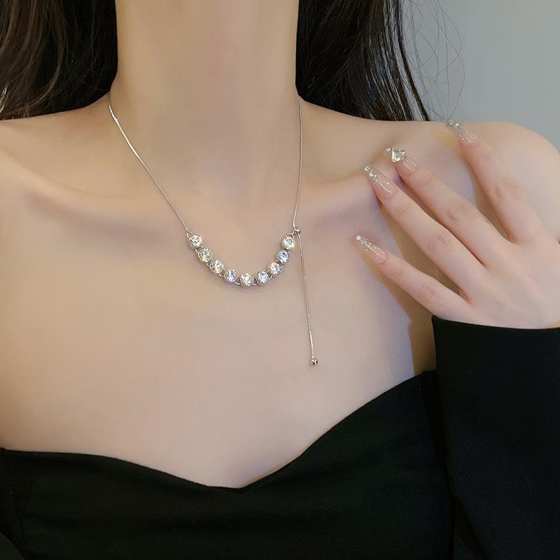 Kalung Wanita titanium zircon glitter Pengubah Ukuran Tarik