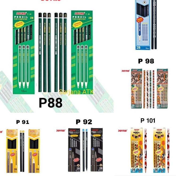 

S40 (12pcs) Pensil 2B Handy Pencil P90 / P91 / P92 / P98 / P101 / P-88 2B joyko BIG PROMO ヴ