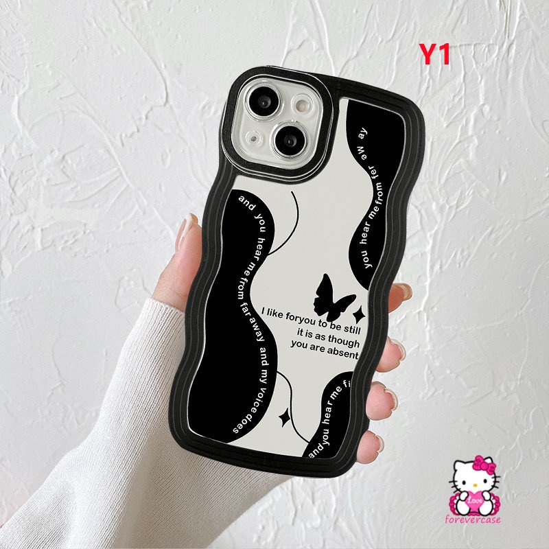 Realme C53 C11 C21Y C35 C25Y C33 C25s C12 8 9i 8Pro C30 C17 8i 5 C20 C20A 6i 7i 7 9Pro+9 5i 10 C15 C25 C3 Wavy Edge Vintage Retro Black Butterfly Flower Soft Tpu Case