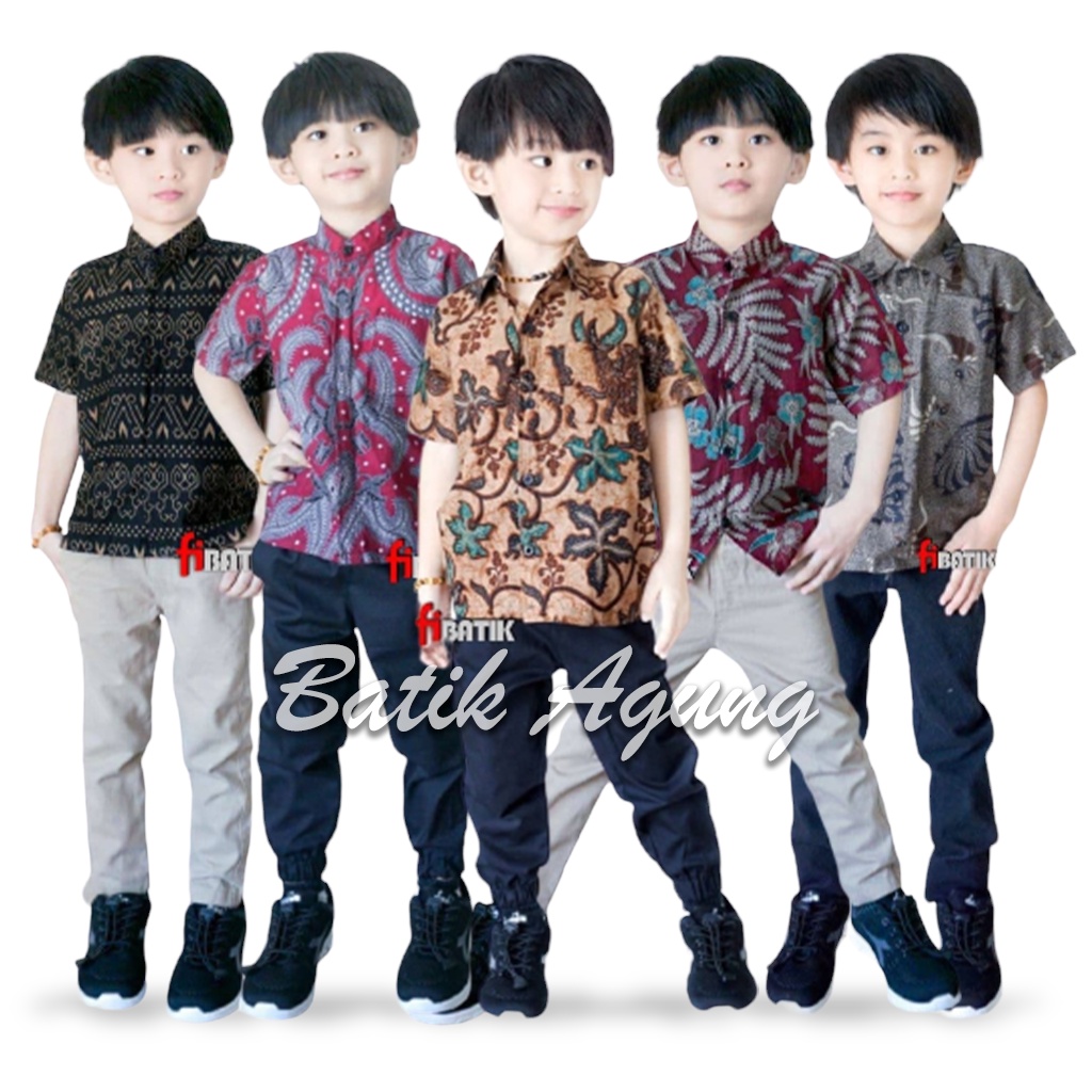 Atasan Kemeja Baju Hem Batik Anak Laki Laki Lengan Pendek Umur 2-11 Tahun Modern Kekinian / Seragam Baju Kemeja Hem Batik Anak Cowok Kids Kecil Lengan Pendek Sekolah Paud TK SD Balita 2-11 Tahun Lucu Keren Imut Modern Terbaru Murah Premium Bisa COD