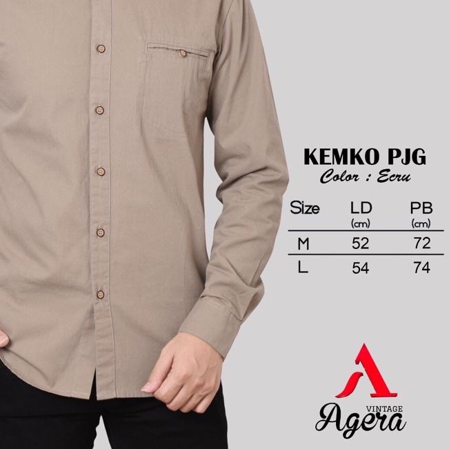 ✴ Kemeja Koko KEMKO Kemeja Pria Kerah Sanghai Polos Lengan Panjang Brand Agera ♙