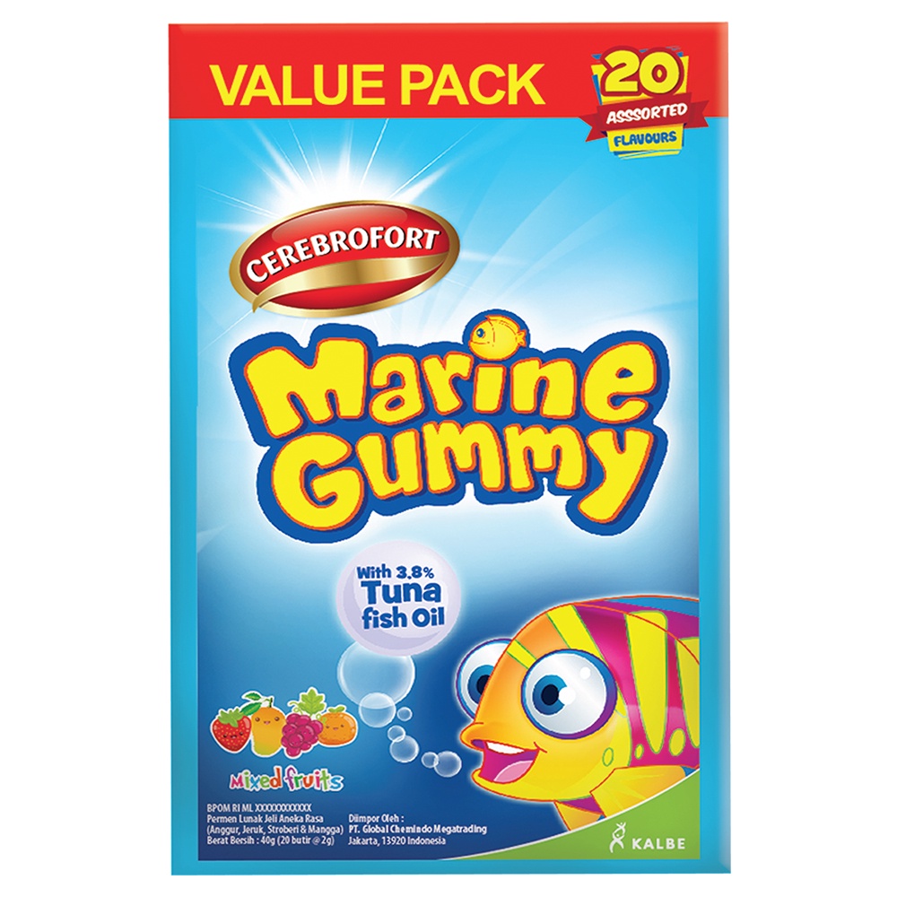 Duo &amp; Single Pack Cerebrofort Marine Gummy + Sticker &amp; Face Shield